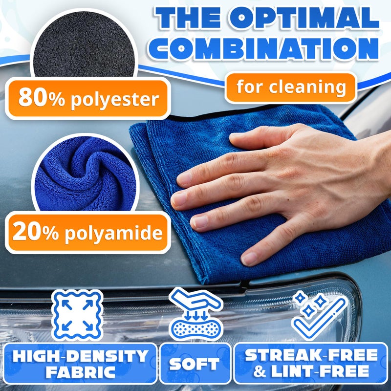 VIKROM 5 Pcs Thick Microfiber Cleaning Cloth â€“ Dual-Layer Cleaning Rags, High-Tensile GSM 600 Fabric, Crafted for Effective Use â€“ 11.8x11.8 Inches Microfiber Towels for Car Detailing, Window, Glass and House - Image 3
